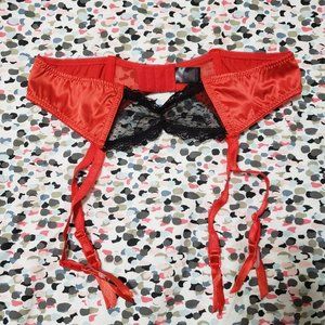 Fredericks of Hollywood red & black garter belt